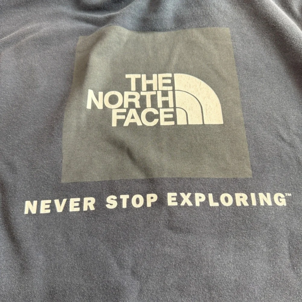 The North Face Pullover Hoodie Mens XL Navy Blue‎ Fleece Never Stop Exploring